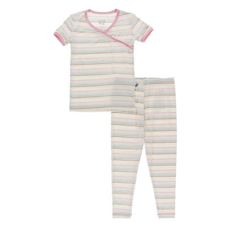 Bamboo Short Sleeve Kimono Pajama Set - Cupcake Stripe Baby & Toddler Sleepwear