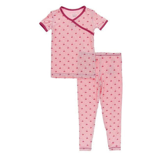 Bamboo Short Sleeve Kimono Pajama Set - Lotus Cherries and Blossoms Baby & Toddler Sleepwear