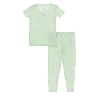 Bamboo Short Sleeve Kimono Pajama Set - Pistachio Chamomile Baby & Toddler Sleepwear