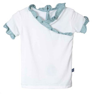 Solid Bamboo Short Sleeve Kimono Ruffle Tee w/Contrast Trim, Natural Baby & Toddler Tops