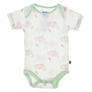 Bamboo Short Sleeve One Piece - Natural Lotus Flower Baby One-Pieces