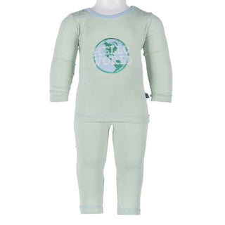 KicKee Pants Short Sleeve Pajama Set, Aloe Hello World | Stylish Sleepies offer designs that make bedtime beautiful.