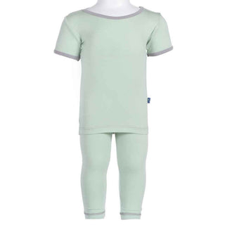 KicKee Pants Short Sleeve Pajama Set, Aloe with Feather | Stylish Sleepies offer designs that make bedtime beautiful.