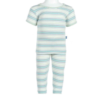 KicKee Pants Short Sleeve Pajama Set, Boy Desert Stripe | Stylish Sleepies offer designs that make bedtime beautiful.