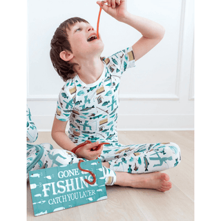 Kickee Pants Short Sleeve Pajama Set - Fresh Air Fishing | Baby Riddle