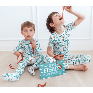 Kickee Pants Short Sleeve Pajama Set - Fresh Air Fishing | Baby Riddle