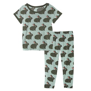 KicKee Pants Short Sleeve Pajama Set - Jade Forest Rabbit | Stylish Sleepies offer designs that make bedtime beautiful.