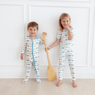 Kickee Pants Short Sleeve Pajama Set - Natural Lake Life | Baby Riddle