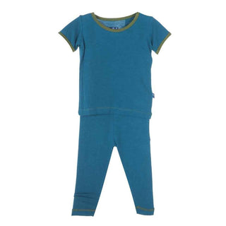 KicKee Pants Short Sleeve Pajama Set, Oasis w/ Moss Trim | Stylish Sleepies offer designs that make bedtime beautiful.