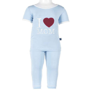 Bamboo Short Sleeve Pajama Set, Pond I Love Mom Baby & Toddler Sleepwear