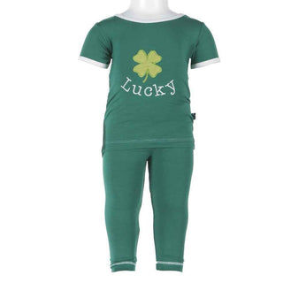 KicKee Pants Short Sleeve Pajama Set, Shady Glade Lucky Clover