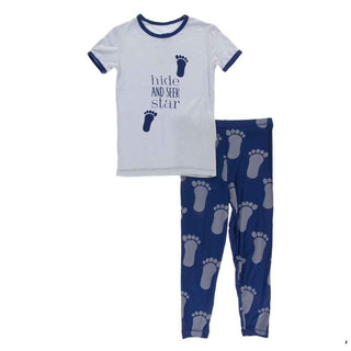 KicKee Pants Short Sleeve Piece Print Pajama Set - Flag Blue Bigfoot | Stylish Sleepies offer designs that make bedtime beautiful.