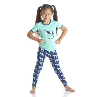 Print Bamboo Short Sleeve Pajama Set - Flag Blue Unicorns Baby & Toddler Sleepwear