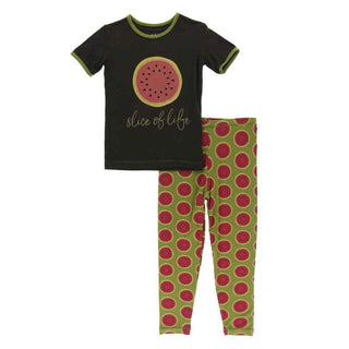 Print Bamboo Short Sleeve Pajama Set - Grasshopper Watermelon Baby & Toddler Sleepwear