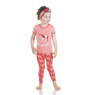 Print Bamboo Short Sleeve Pajama Set - Red Ginger Unicorns Baby & Toddler Sleepwear