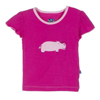 KicKee Pants Short Sleeve Piece Puff Tee, Calypso Hippo