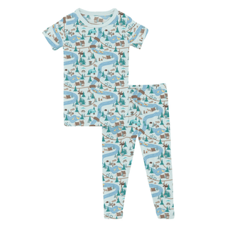 Kickee Pants Short Sleeve Pajama Set - Fresh Air Campground Map | Baby Riddle