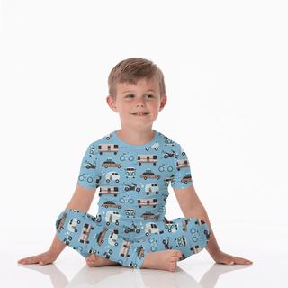 Kickee Pants Short Sleeve Pajama Set - Seaside Blue On the Way | Baby Riddle