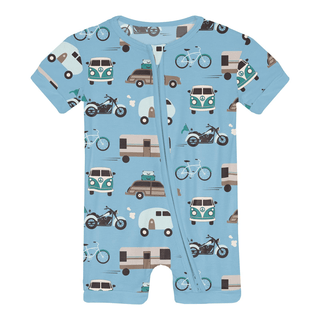 Kickee Pants Shorty Sleeper with Zipper - Seaside Blue On the Way | Baby Riddle