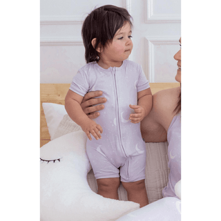 Kickee Pants Shorty Sleeper with Zipper - Thistle Starry Sky & Moon | Baby Riddle