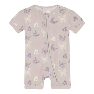 Kickee Pants Shorty Sleeper with Zipper - Latte Butterflies | Baby Riddle