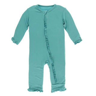 Solid Bamboo Classic Ruffle Coverall with Zipper - Neptune KicKee Pants