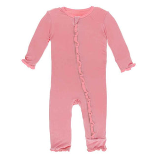 KicKee Pants Solid Classic Ruffle Coverall with Zipper - Strawberry