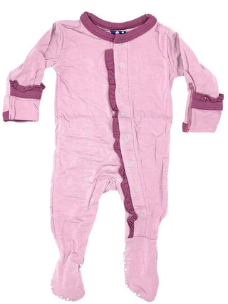 Solid Bamboo Classic Ruffle Footie with Snaps - Sweet Pea with Amethyst Baby & Toddler Sleepwear