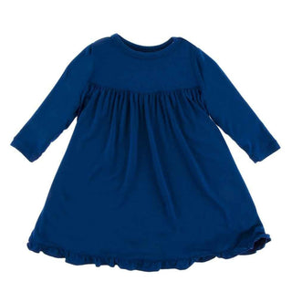 Solid Bamboo Classic Long Sleeve Swing Dress, Navy Baby & Toddler Dresses