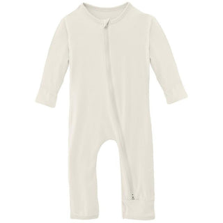 Solid Bamboo Coverall with 2-Way Zipper - Natural KicKee Pants