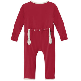 Solid Bamboo Coverall with Snaps - Crimson with Natural Baby & Toddler Sleepwear