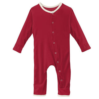 Solid Bamboo Coverall with Snaps - Crimson with Natural Baby & Toddler Sleepwear