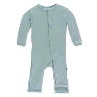 Solid Bamboo Coverall with Snaps - Jade KicKee Pants