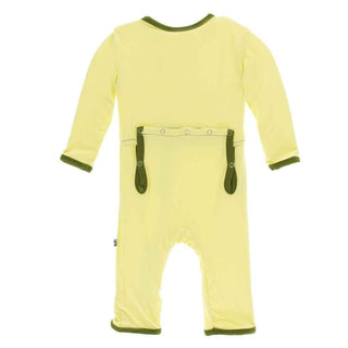 Solid Bamboo Coverall with Snaps - Lime Blossom with Pesto KicKee Pants