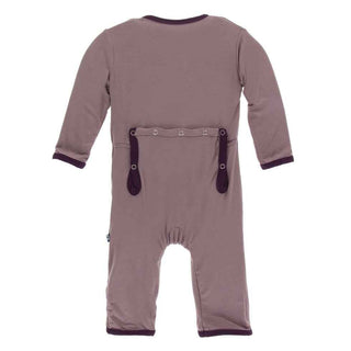 Solid Bamboo Coverall with Snaps - Raisin with Wine Grapes KicKee Pants