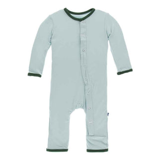 Solid Bamboo Coverall with Snaps - Spring Sky with Topiary Baby & Toddler Sleepwear