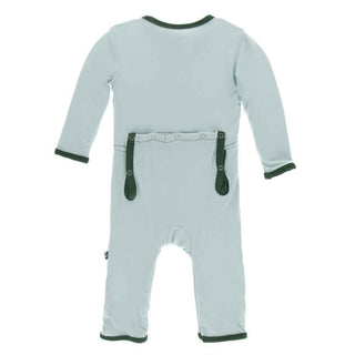 Solid Bamboo Coverall with Snaps - Spring Sky with Topiary Baby & Toddler Sleepwear