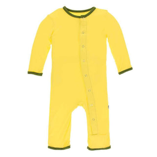 Solid Bamboo Coverall with Snaps - Zest with Pesto Baby & Toddler Sleepwear