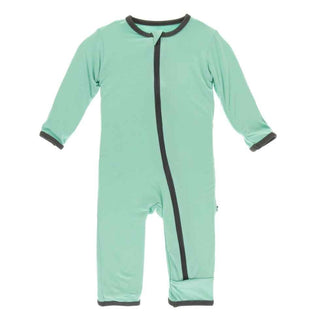 Solid Bamboo Coverall with Zipper - Glass with Stone Baby & Toddler Sleepwear