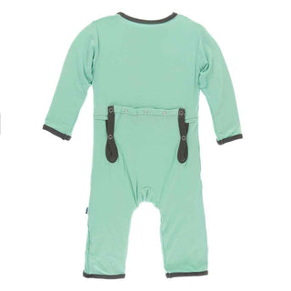 Solid Bamboo Coverall with Zipper - Glass with Stone KicKee Pants