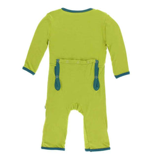 Solid Bamboo Coverall with Zipper - Meadow with Oasis KicKee Pants