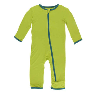 Solid Bamboo Coverall with Zipper - Meadow with Oasis KicKee Pants