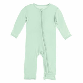 Solid Bamboo Coverall with Zipper - Pistachio KicKee Pants