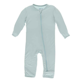 Solid Bamboo Coverall with Zipper - Spring Sky KicKee Pants