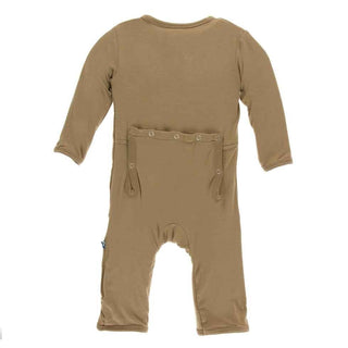 Solid Bamboo Coverall with Zipper - Tannin KicKee Pants