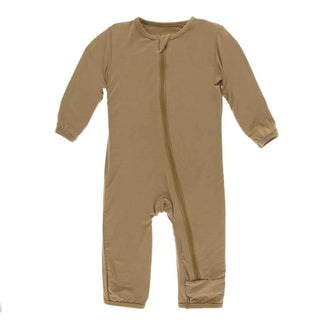 Solid Bamboo Coverall with Zipper - Tannin Baby & Toddler Sleepwear