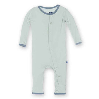 Solid Bamboo Fitted Coverall - Aloe with Dusty Sky KicKee Pants