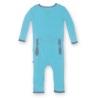 Solid Bamboo Fitted Coverall - Confetti with Dusty Sky KicKee Pants