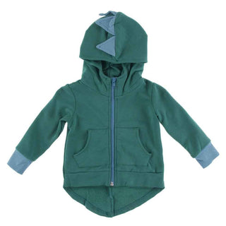 Solid Bamboo Fleece Dino Hooded Jacket - Ivy with Blue Moon WC20 Baby & Toddler Outerwear