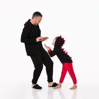 Solid Bamboo Fleece Dino Hooded Jacket - Midnight with Crimson WC20 Baby & Toddler Outerwear